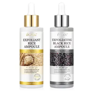 EXFOLIATING RICE AMPOULE With Rice Bran Water H & Niacinamide, Black Rice Ampoule, Exfoliating Duo Set, 100ml x 2, gentle exfoliation, brightens skin tone, improves skin texture, makes skin texture smoother, suitable for all skin types