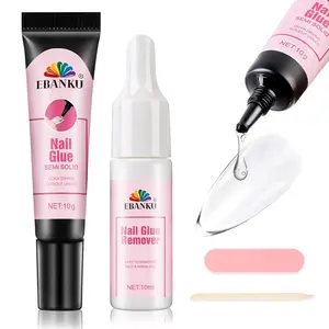 10g Semi-Solid Glue and 20ml Pinpoint Glue Remover Kit - Gel for Press on Nails, Quick Dry No UV Lamp Needed with Gentle Non-Acetone Remover, Fake Nail Tips，Perfect Valentine‘s Gift