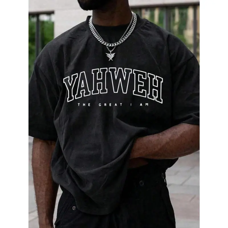 Men's Casual Short-Sleeve T-Shirt, Menswear Top for Spiritual Tribute to Yahweh The Great I Am