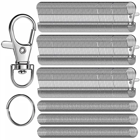 480Pcs/Set Lobster Claw Clasps and Key Rings,Keychain Making Kit,Including 240 Keychain Clips and 240 Key Chain Ring,Split Rings,for Key Chains,Crafts,Lanyard,Key,Jewelry Making,DIY Hand Tools Kits