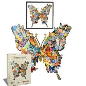 Creative DIY Wooden Butterfly Puzzle Decoration, Wooden Jigsaw Puzzle, Irregular Shape Art, Gift Decorative Painting, No Frame, Model Xinghao, Made in China