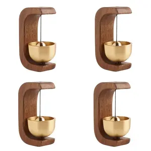 4PCS Wireless Wooden Wind Chime Doorbell, Handmade Magnetic Door Chime for Front Door, Dopamine Decor & Aesthetic Home Accent, Soft Natural Bell Sound for Entryway, Bedroom, Apartment, Farmhouse Decor