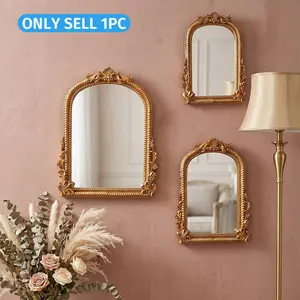 European Vintage Carved Arch Wall Mirror, Arched Mirror, Luxury Court Style Resin Frame, Versatile Decor for Entryway, Bedroom, Living Room