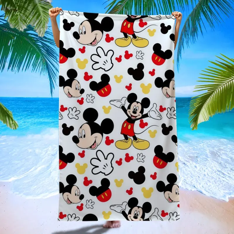 Vintage Mickey Beach Towel, Soft Microfiber Quick-Dry, Reusable Sunscreen Sandproof, Ideal for Pool Parties & Summer Outdoors