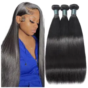 Straight Human Hair Bundles 100% Unprocessed Natural Black Color Straight Hair Weave Extensions