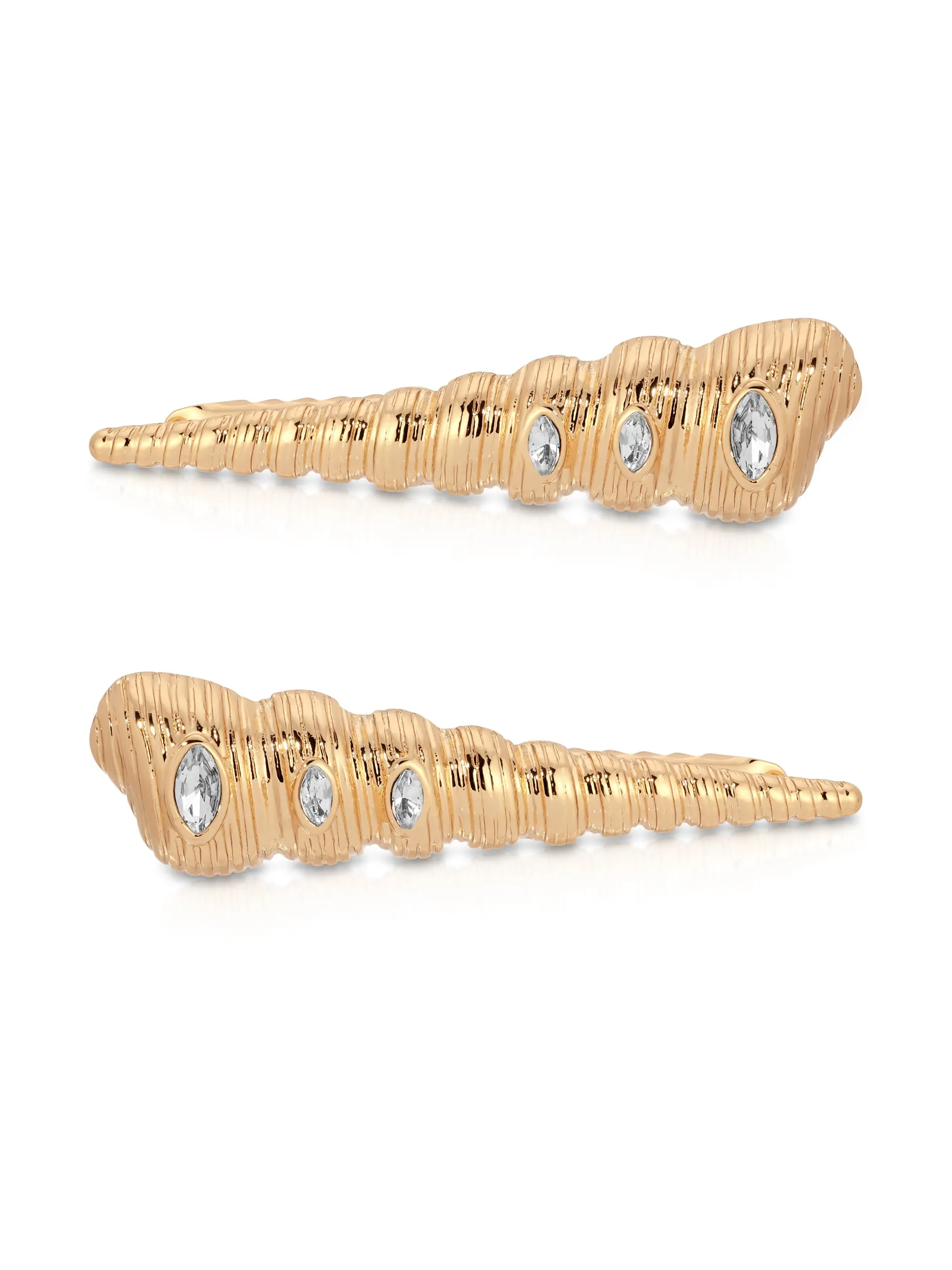 Ettika Capri Shell Barrette Set - 2.25" Gold Tone Zinc Hair Accessories with Crystal Accents Hairpins