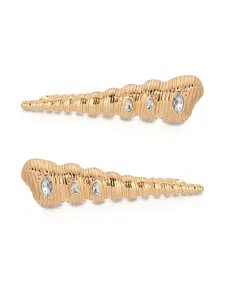 Ettika Capri Shell Barrette Set - 2.25" Gold Tone Zinc Hair Accessories with Crystal Accents Hairpins