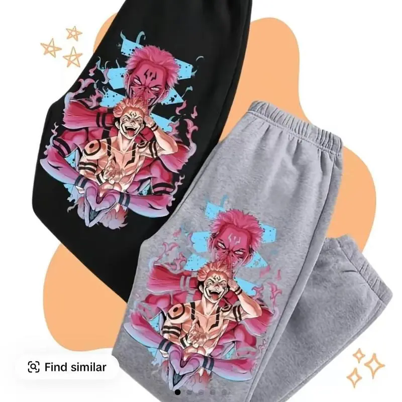 Sukuna #Jujuutsuuu Anime Sweatpants - Unisex Regular Fit Soft Material Graphic Joggers in Black Navy White Sand Ash Grey Sport Grey Colors, Stylish Design Perfect Gift