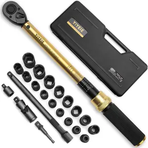 22PCS Torque Wrench Set 1/2" Drive, 10-160 ft.lb/10-227 Nm, Click Torque Wrench with Impact Sockets, 1 ft.lbs Micro, 72-Tooth Ratchet, Quick Release Head, Master Torque Tool for Car Repair