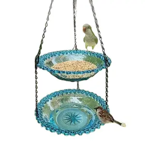 Hanging Bird Feeder, Durable Iron Structure, Open Design Easy to Clean, Outdoor Garden Use, Feeds Wild Birds and Sparrows