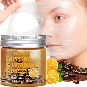 ROZINO Caffeine & Vitamin C Facial Mask - Smooth & Moisturizing Day Night Care for Radiant Skin - 50g