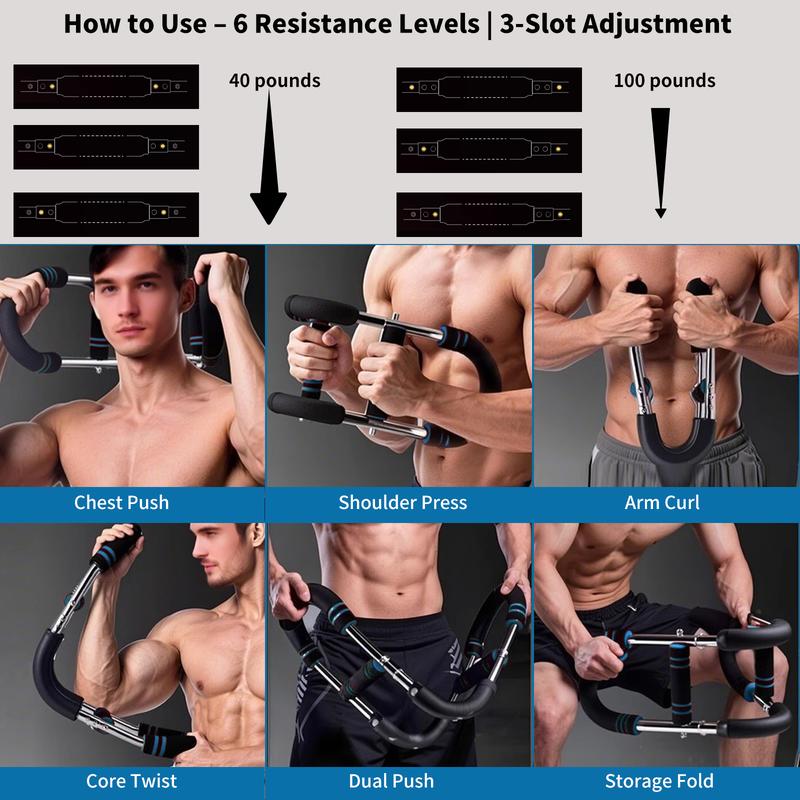 Cassaio Twister Arm Trainer for Men & Women ,Adjustable Resistance Chest Workout Equipment Home Gym with Detachable Design ,40lb-100lb Arm Chest Trainer Upper Body Exercise Equipment CA001