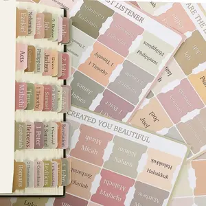 Boho Chic Bible Tabs Set (75pcs), 66 Books + 9 Blank Tabs, Laminated Index Stickers, Printed Design, Perfect for Organization
