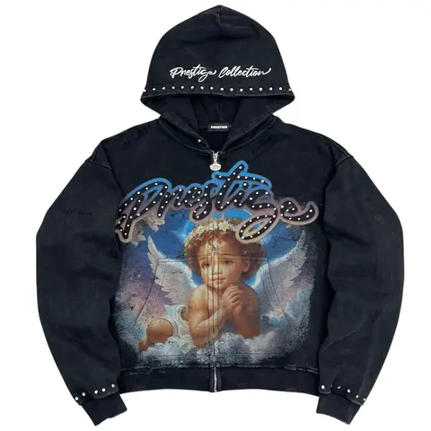 Black Prestige Angel Hoodie Blue