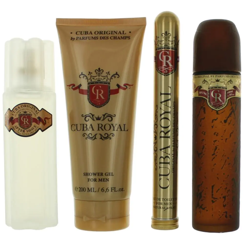 Cuba Royal by Cuba for Men - 4 Pc Gift Set 3.3oz EDT Spray, 1.17oz EDT Spray, 3.3oz After Shave, 6.7oz Shower Gel