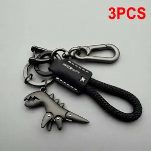 3PCS Leather Woven Rope Metal Keychain for Car Keys, Stylish Vehicle and Motorcycle Accessory, Handbag Pendant, Keychains for Men, Coworker Gift, Summer Vibes Fashion Accessory