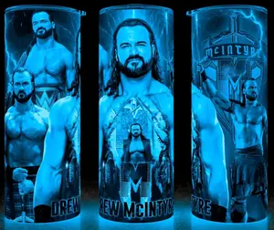Glow in the Dark Drew McIntyre Wrestling Champion Scottish Warrior Cup Mug Tumbler 20oz Stainless Steel Tumbler with Slide Closure Lid, Reusable Plastic Straw, Handmade Design - Drinkware