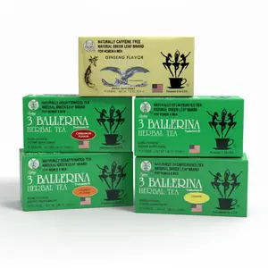 3 Ballerina Herbal Tea – 5 Flavor Variety Pack (Orange, Cinnamon, Lemon, Ginseng & Original) – 90 Tea Bags Total – Extra Strength – Naturally Decaffeinated – Traditional Chinese Blend – Made in USA