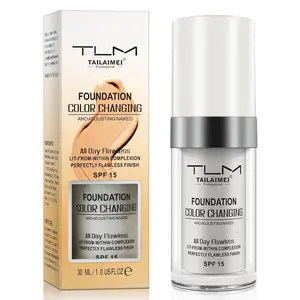 Flawless Colour Changing Warm Skin Tone Foundation,Naturally Blends Moisturizing foundation makeup,Long Lasting Waterproof Poreless Liquid Foundation SPF 15 for Face Makeup