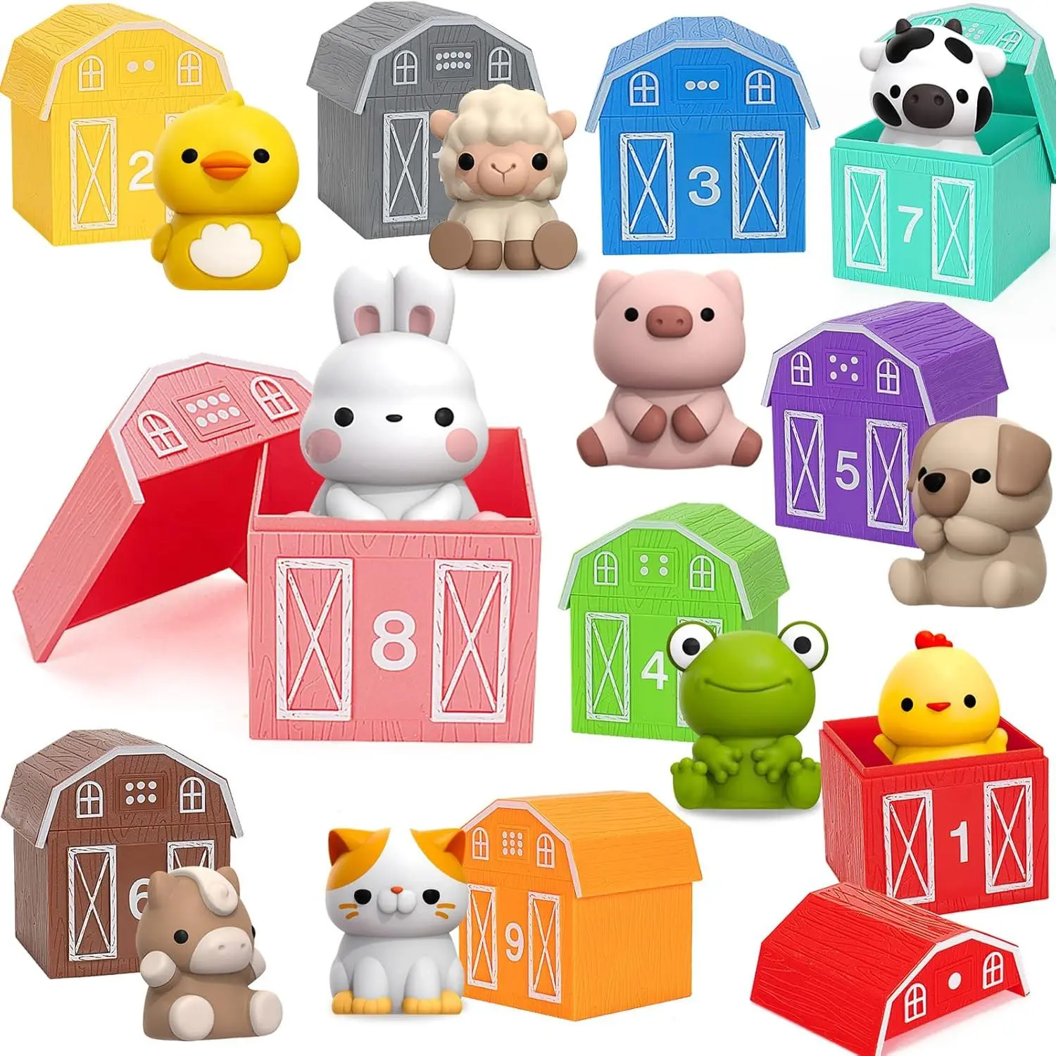 Learning Toys for 1,2,3 Year Old Toddlers, 20Pcs Farm Animals Toys Counting, Matching & Sorting Fine Motor Games, Christmas Birthday Easter Gift for Baby Boys Girls Age 12-18 Months