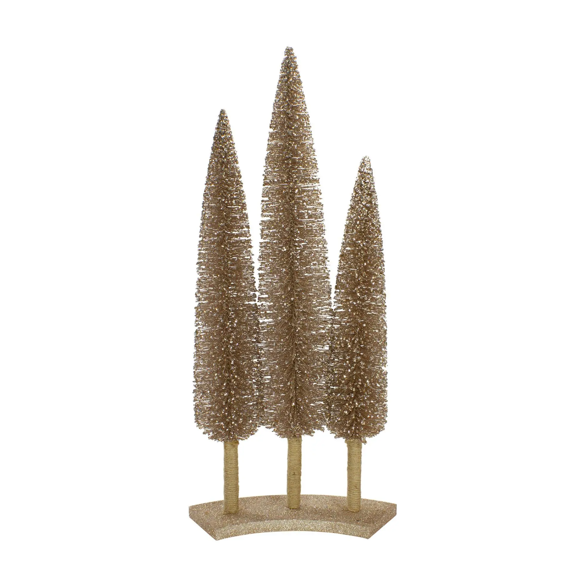 Northlight Set of 3 Rose Gold Sisal Trees Table Top Decor 25"