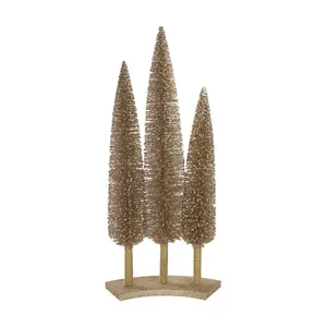 Northlight Set of 3 Rose Gold Sisal Trees Table Top Decor 25"
