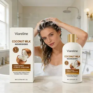 Viareline Coconut Milk Shampoo, Gentle Scalp Clean & Hydrating for Smooth, Shiny Hair