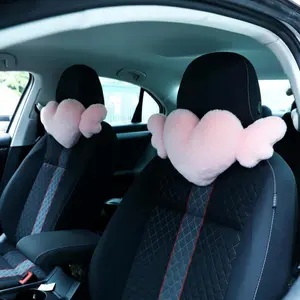 2 count Plush Heart Shaped Pillow with Angel   Headrest Soft Comfortable Seat Pillow for Driving Travelling Room Office  Decor, 19.7 x 8.3 Inch()