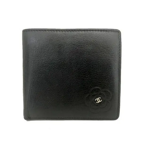 Pre-owned CHANEL Other Other Camellia CC Logo Lambskin Bifold Wallet Black 12238740125/805237