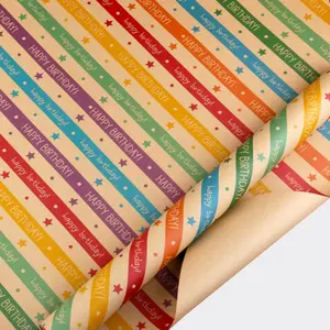 5 Sheets Birthday Gift Wrapping Paper, Holiday Kraft Paper for Gift Boxes, Bouquets, Weddings, Creative Packaging Supplies