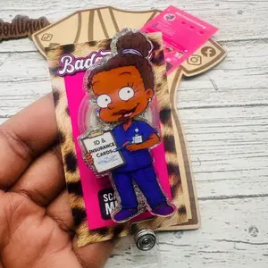 Registeration Front Desk  Glitter Badge Reel: Funny Nurse ID Holder