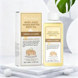 Vegan Vanilla Cake Body Oil, Scented, Moisturizing & Nourishing Skin Care, Gentle Hydrating Massage Oil, Unisex Revitalizing Body Treatment