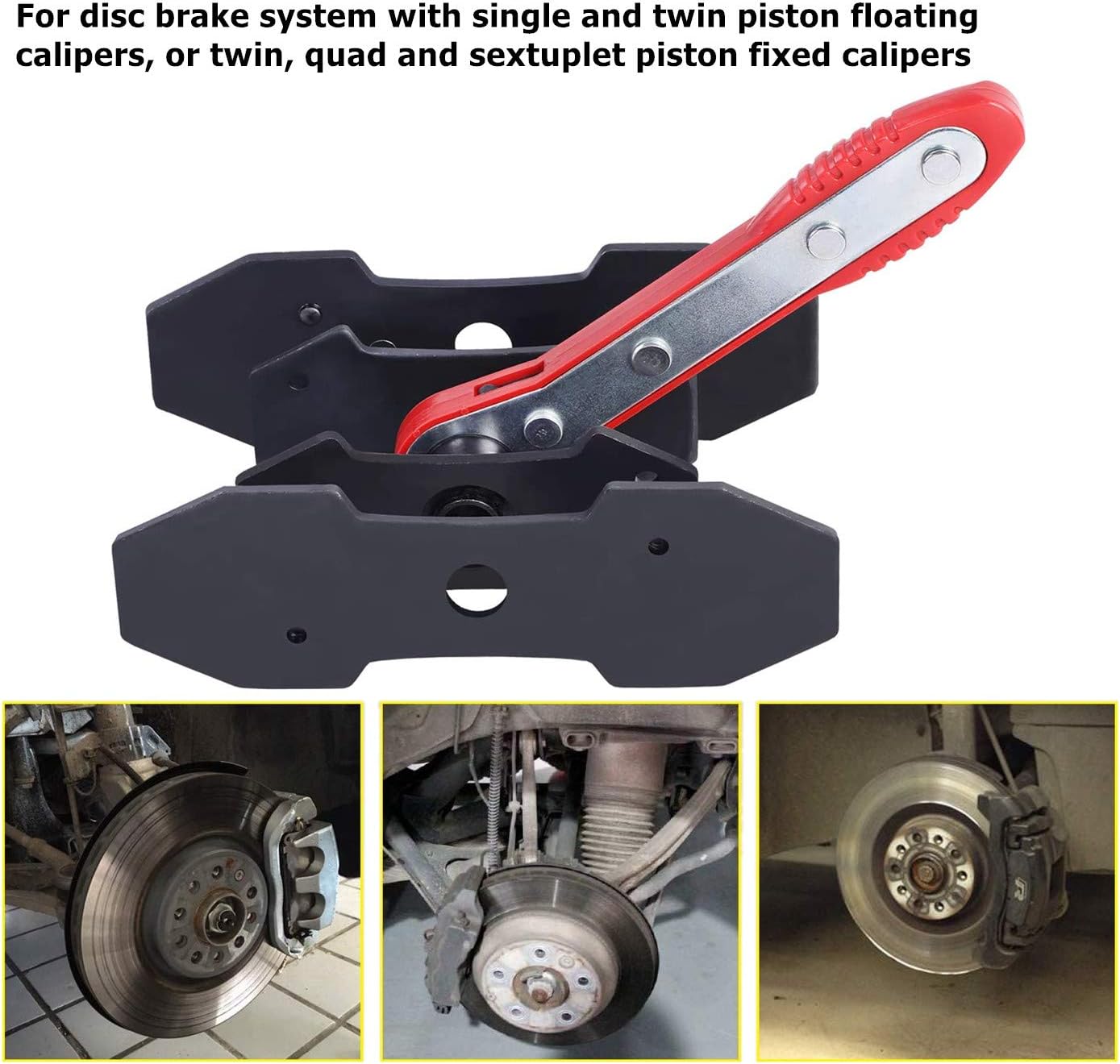 Brake Caliper Piston Press Tool for Single,Dual & Quad Piston Disc Brakes – 360° Rotating Ratchet Wrench,Effort-Saving Automotive Brake Repair Tool for Car Maintenance,Portable Press-Fit Wrench(Red)