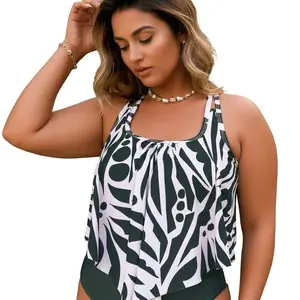 Women's Dark Green Abstract Print Plus-Size High-Stretch Tummy-Control High-Waisted 1-Piece Vacation Swimwear (Sports & Outdoor Swimwear) Women Bandeau Cheeky Swimsuit Set Gingham Triangle Bikini Set beach swimweek vacationoutfits