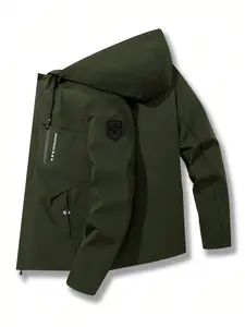 Outdoor Hooded Couple's Mountain Climbing Jacket, Windproof Waterproof Breathable Thick Fabric, Casual Style Fall Winter Hiking Gear, Outdoor Zipper Jacket