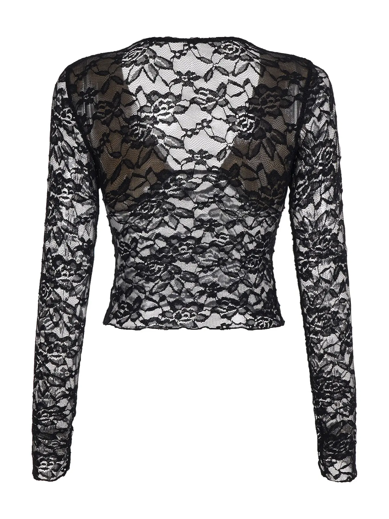 DOT LACE SEE-THROUGH TOP (HIGH NECK) Women's Sheer Lace Short