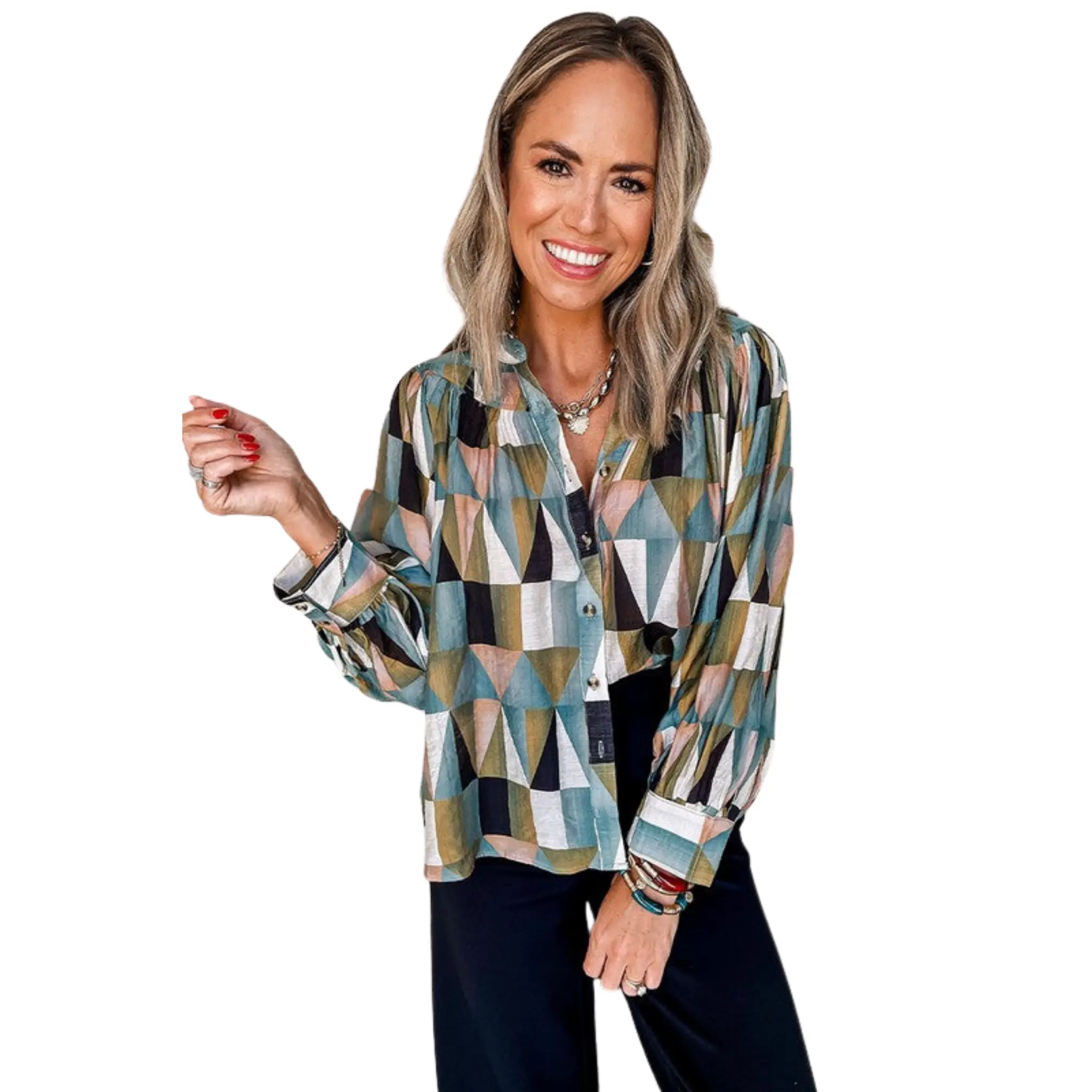 Women's De' Elegante' Long Sleeve Baggy Blouse