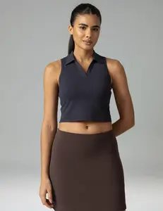 Colorfulkoala Women's Polo Tank Tops Slim-Fit Golf Crop Tops Sleeveless Tennis Casual T-Shirts