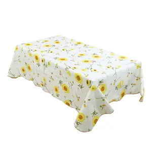 Unique Bargains Seamless Water Vinyl Rectangular Tablecloth 54 x 71 Inch for Wedding/Restaurant/Parties Tablecloth Decoration Yellow Flower Pattern Floral Printed