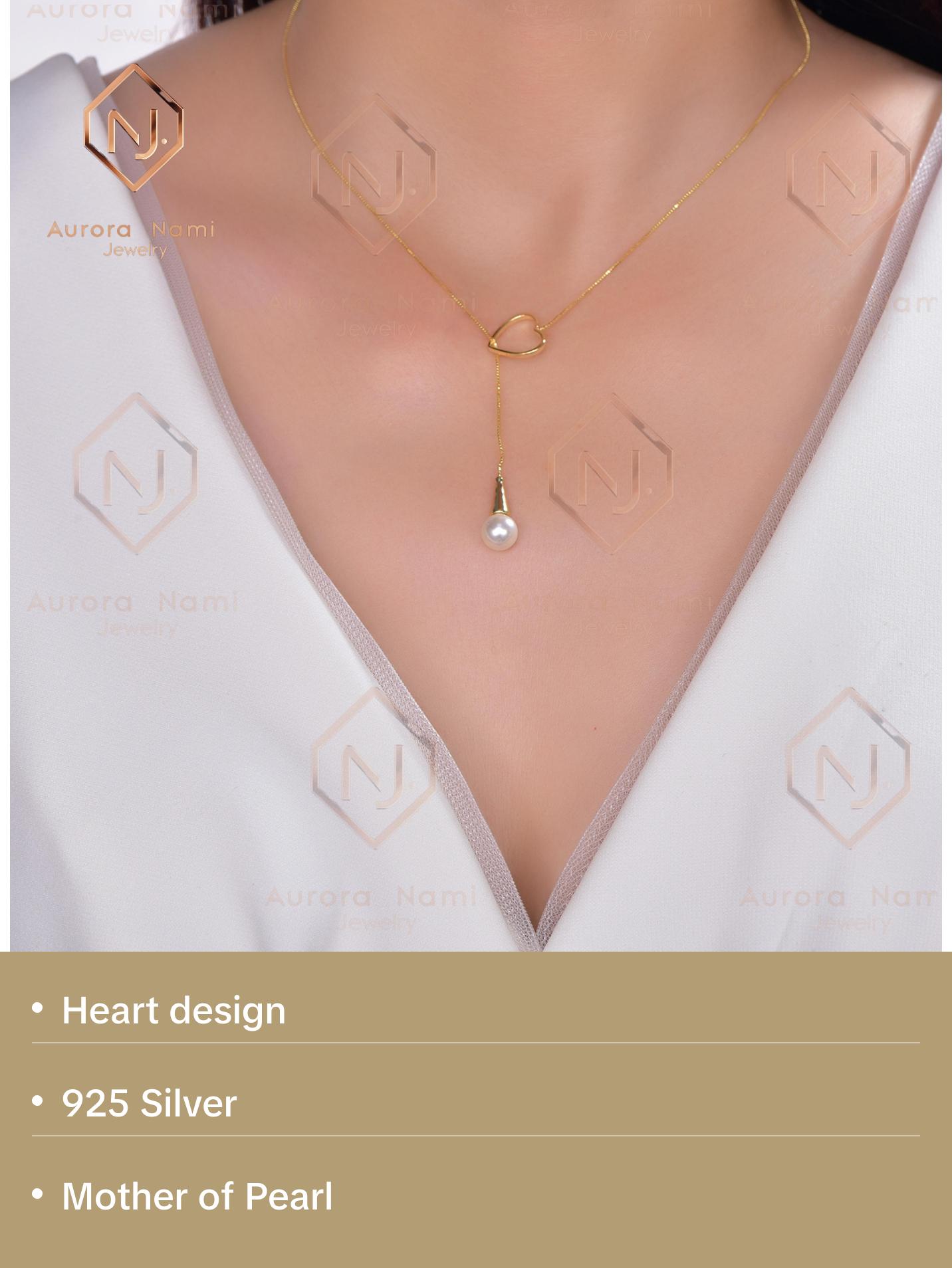 Heart with Mother of Pearl Hoop Drop Necklace