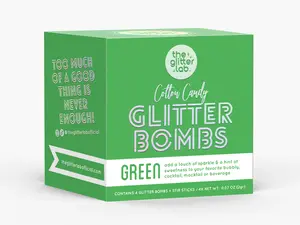 The Glitter Lab Green Cotton Candy Glitter Bombs for Sparkling Cocktails, Mocktails & Bubbly Drinks - Edible Glitter Infused Candies for Shimmery Beverages