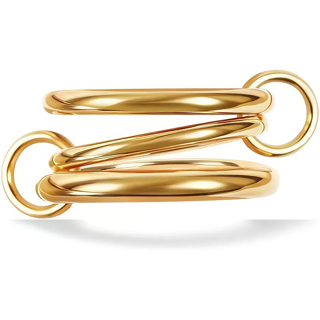 Minimalist Two Tone Gold & Silver Interlocking Paperclip Ring, Sparkling Paved Cubic Zirconia Chain Link Stackable Band, Trendy Linked Design Statement Fashion Ring, Ideal Jewelry Gift For Women