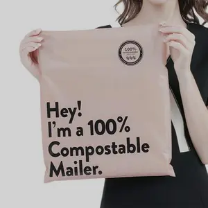 Pink Compostable Mailer Eco-Friendly Biodegradable Shipping Bag 15X13 Inch 10 pieces