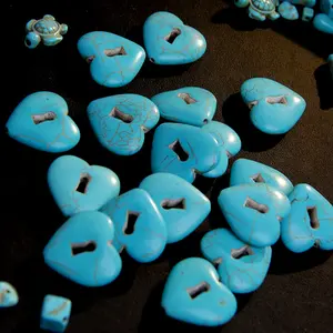 10 Pcs Big size Heart-shaped Turquoise Beads for Necklace Bracelet DIY Jewelry Making