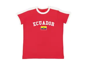 Ecuador Baby Tee, Women's Ecuador Soccer Ringer T Shirt, Soccer Jersey T-Shirt with Ecuadorian Flag, Summer Vacation Shirt