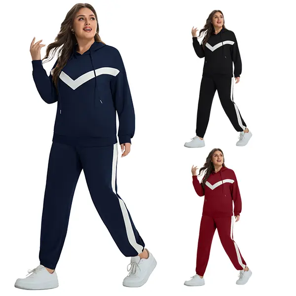 Auciccoo Plus Size Women's 2 Piece Sweatsuit, Loose-fit Long Sleeve Pullover Hoodie & Joggers, Casual Gym Wear Lounge Set with Pockets, Easygoing Lounge Style, From Couch To Coffee Run, One Set