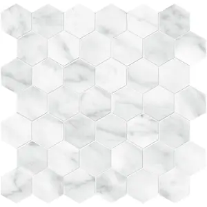 2 In Hexagon Plata Carrara Matte Glazed Porcelain Mosaic