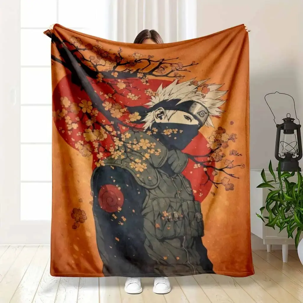 Kakashi Anime Flannel Blanket Soft Comfortable Warm Fleece Throw Blanket Living Room Bedroom Sofa Cozy Oversized Trending Flannel Blanket Viral Blanket Trend Gift Ideas Cozy Home Decor