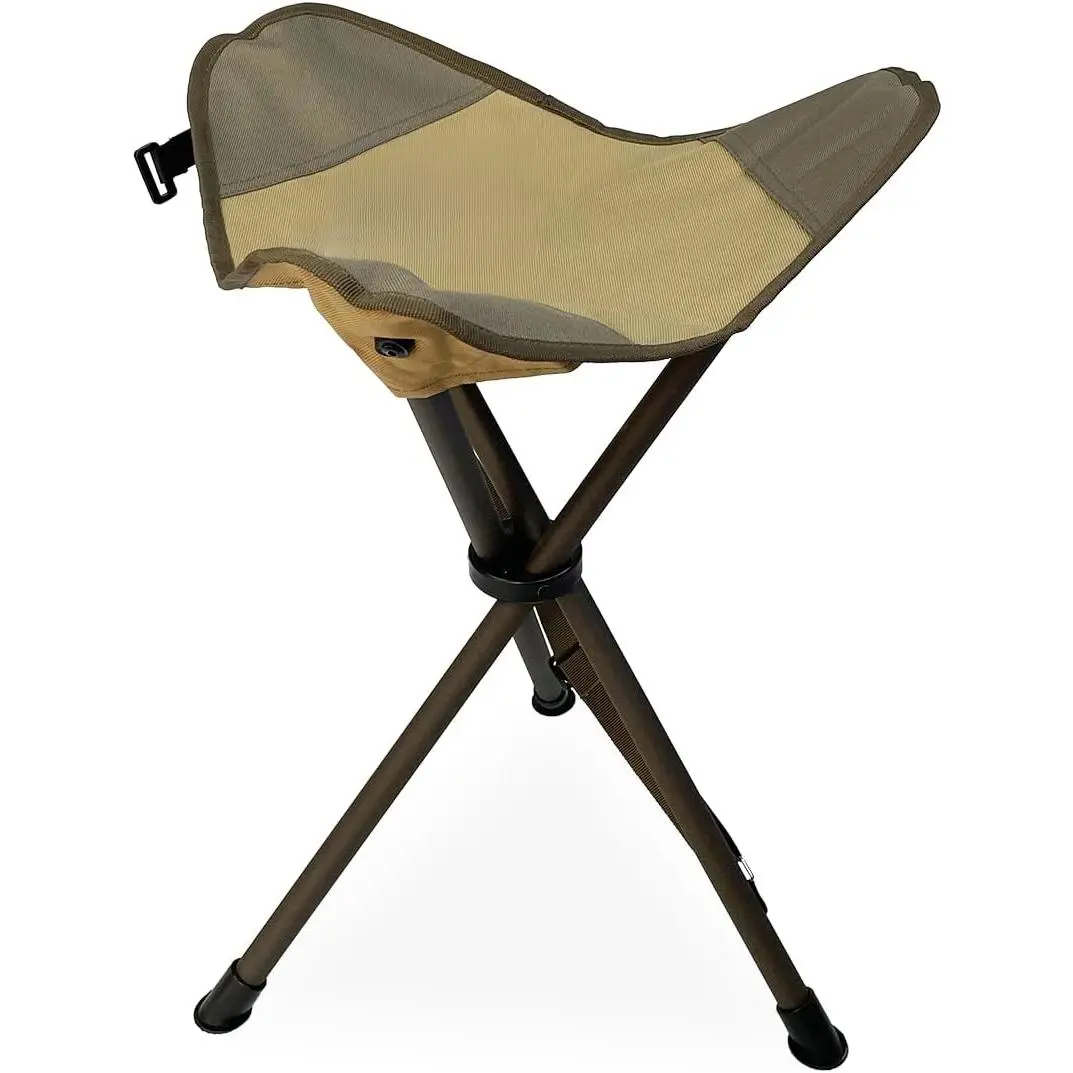 Black Folding Hunting Stool w/Shoulder Strap Supports 225 lbs, Lightweight Collapsible Tripod Seat, Foldable Steel Frame Chair Perfect for Hunting Blind, Fishing, Hiking, Travel