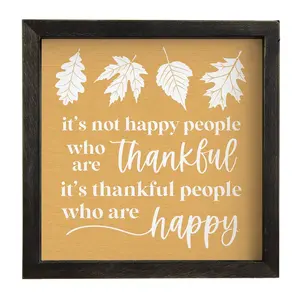 Sincere Surroundings 10" Thankful Happy Gold Rustic Framed Art